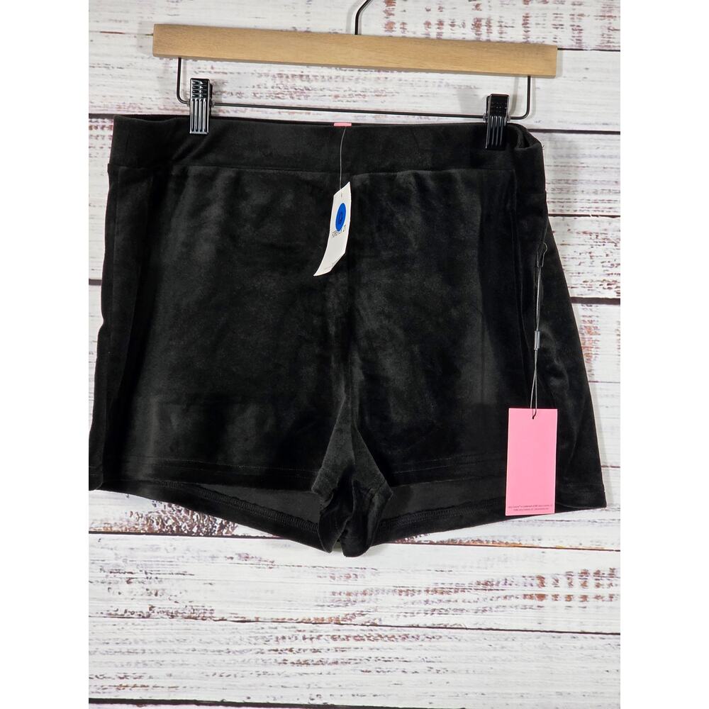 Juicy Couture  Velour Short "Juicy" rhinestones logo on back womens size XL